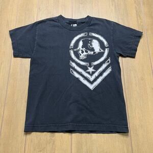 Metal Mulisha Youth T-Shirt Skull Helmet Graphic Black Kids Size 6-8 years